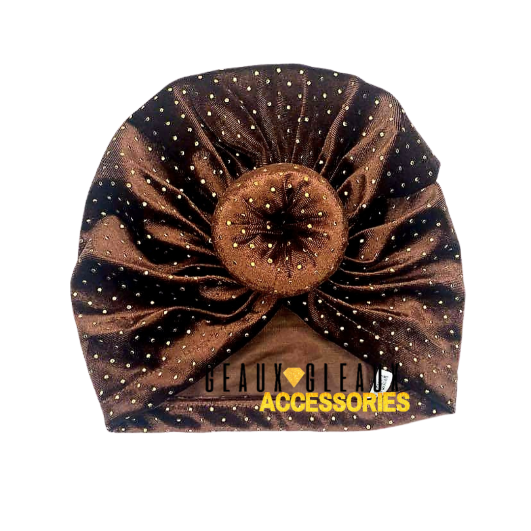Velvet Knot Fashion Turban with Gold Accents