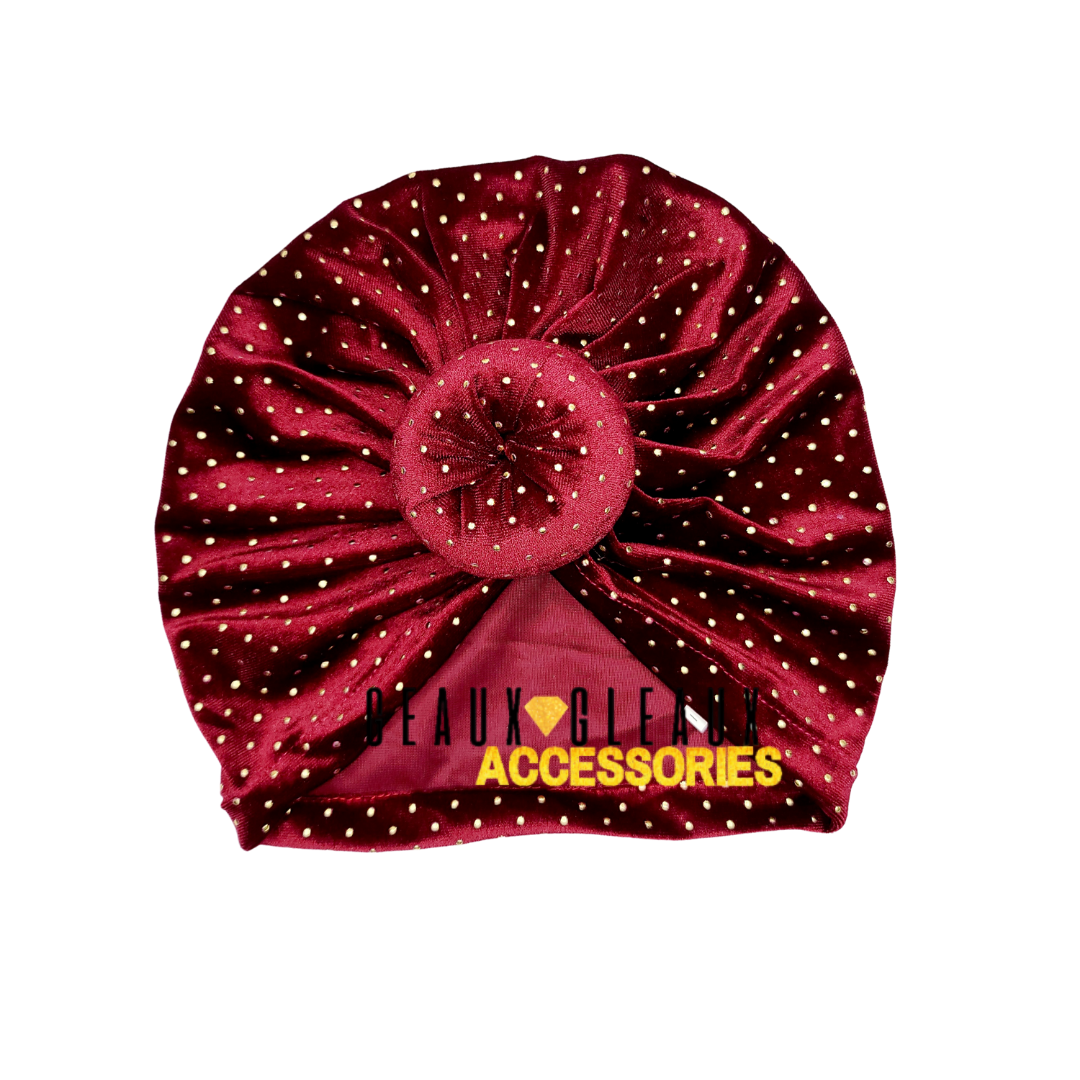 Velvet Knot Fashion Turban with Gold Accents