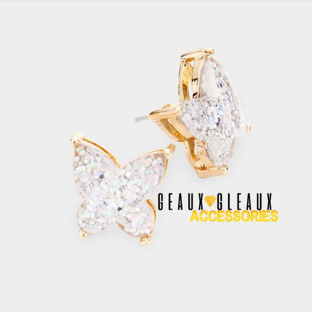 Glitter Butterfly Stud Earrings