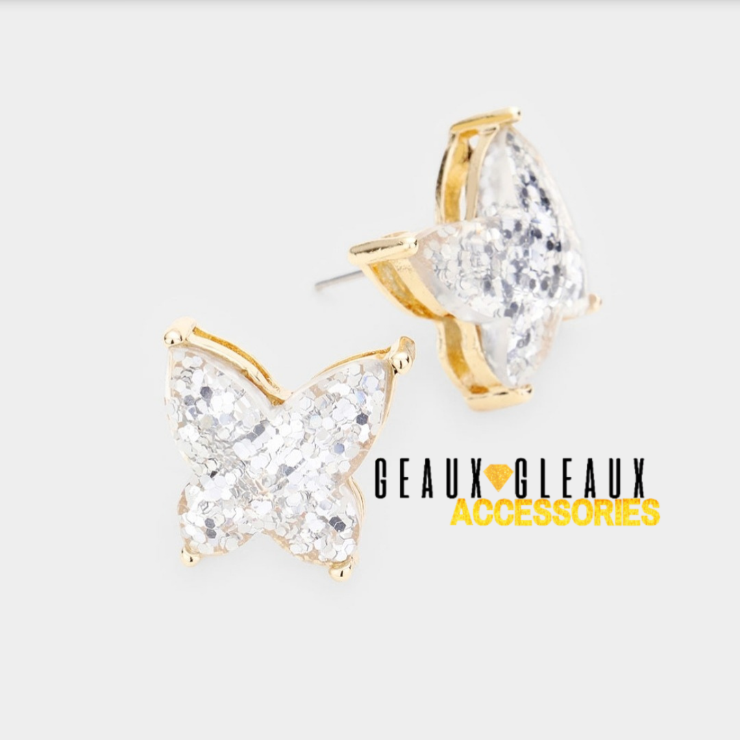 Glitter Butterfly Stud Earrings