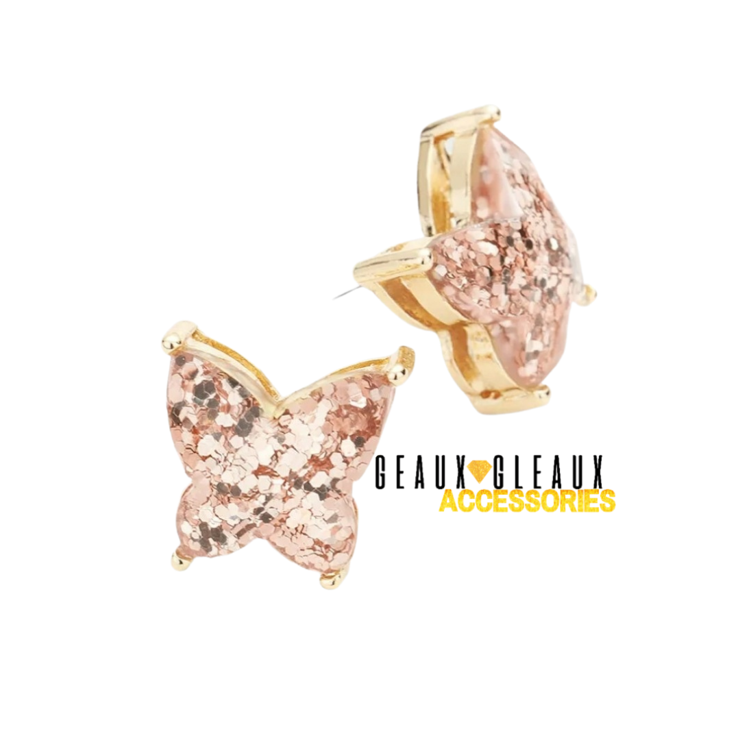 Glitter Butterfly Stud Earrings