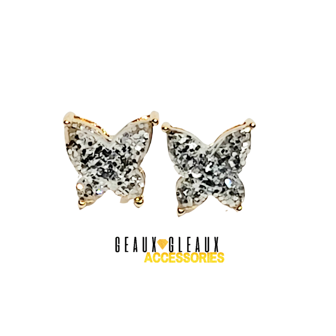 Glitter Butterfly Stud Earrings