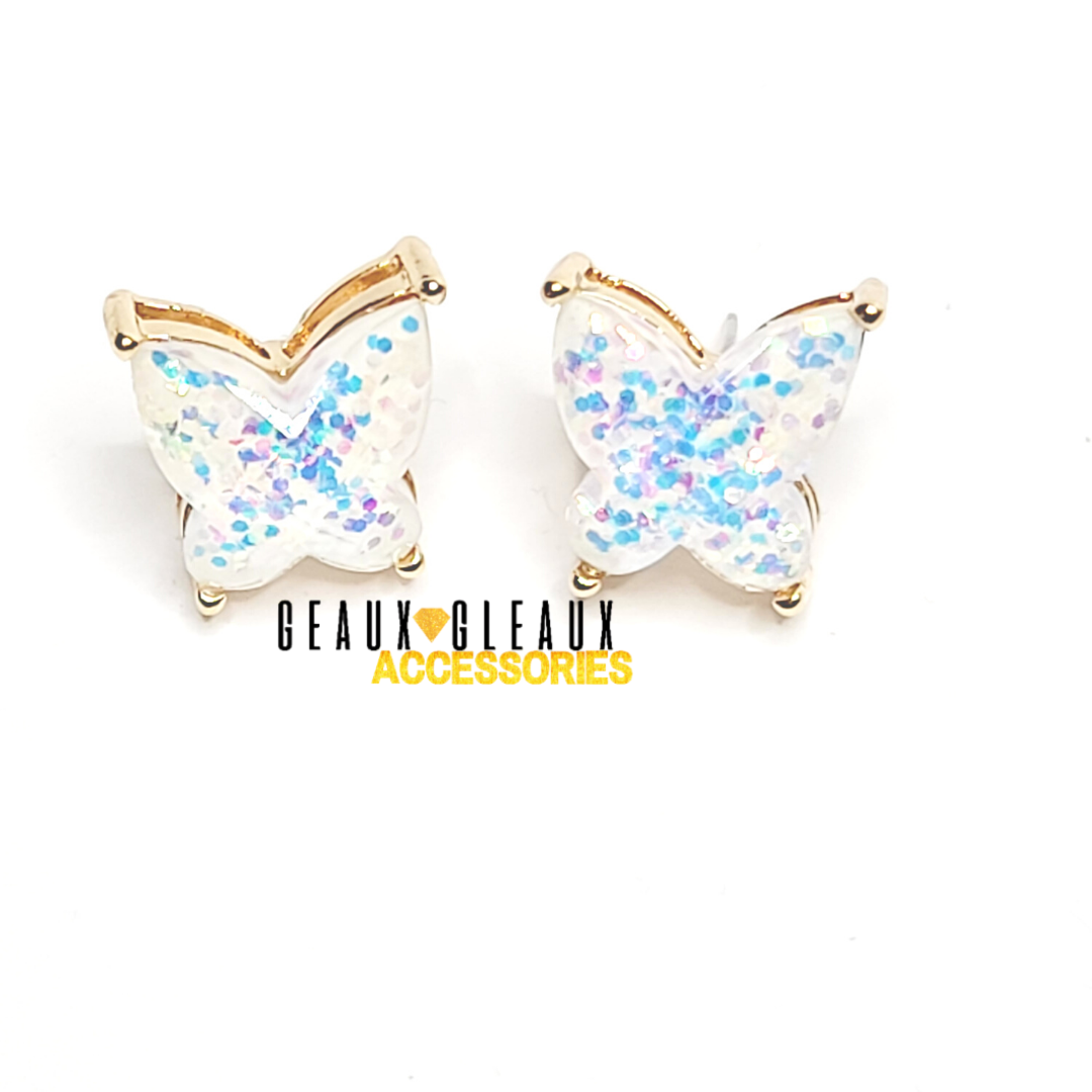 Glitter Butterfly Stud Earrings