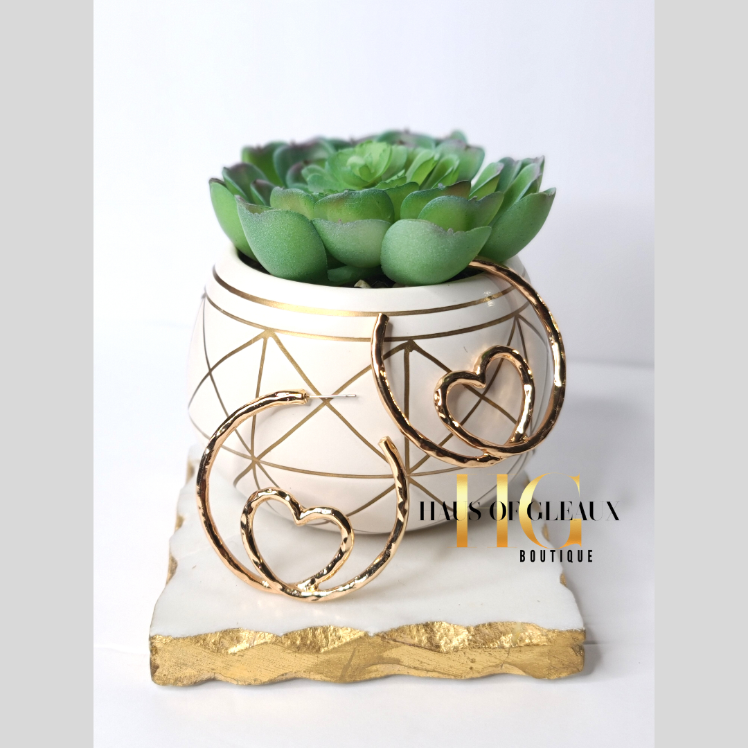 Open Circle Heart Earrings