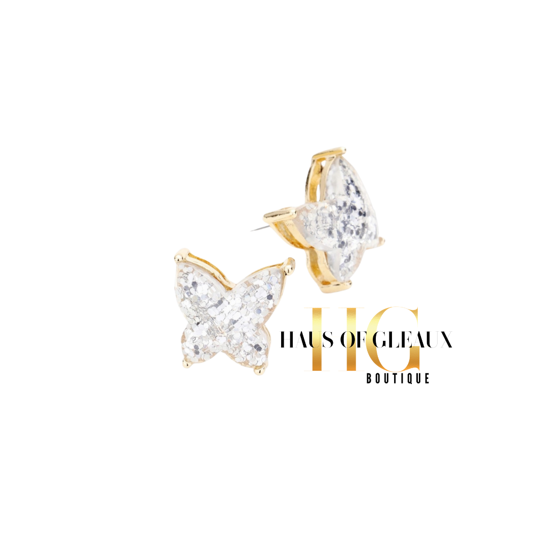 Glitter Butterfly Stud Earrings