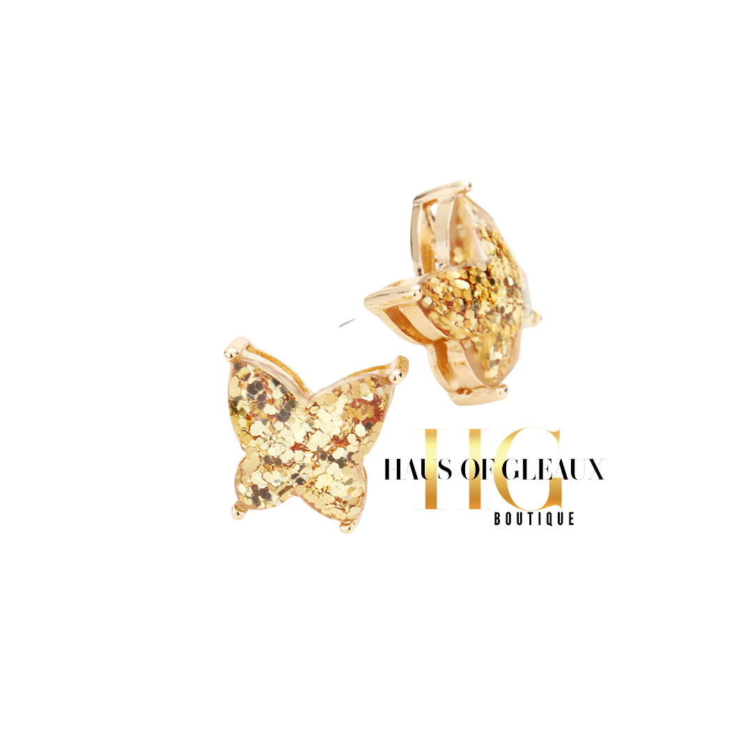 Glitter Butterfly Stud Earrings