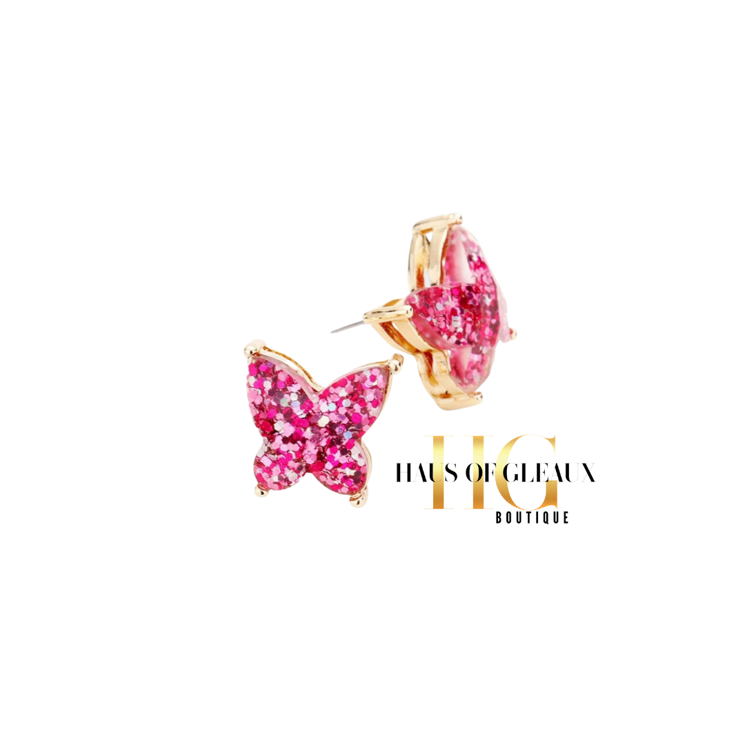 Glitter Butterfly Stud Earrings