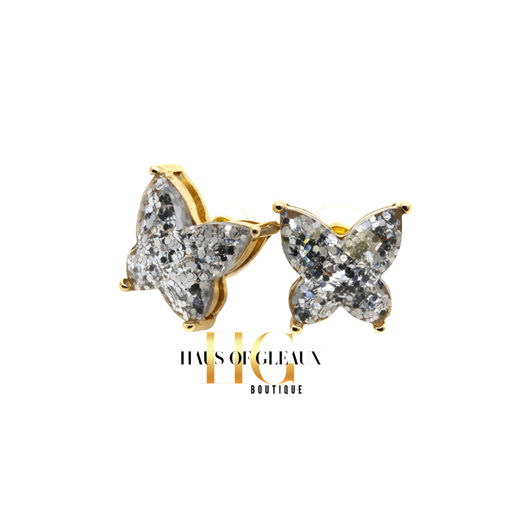 Glitter Butterfly Stud Earrings