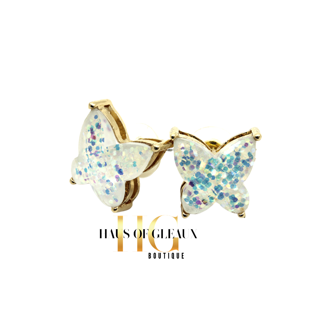 Glitter Butterfly Stud Earrings