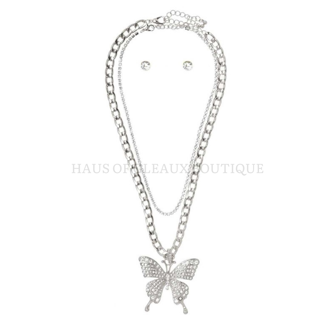 Layers to Me Butterfly Pendant Necklace Set