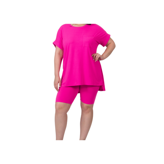 Highly Favored Biker Shorts Set Pink