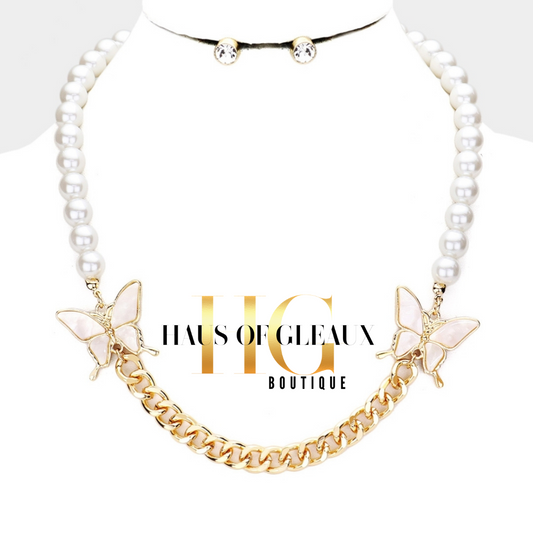 Pearls and Wings Necklace Set