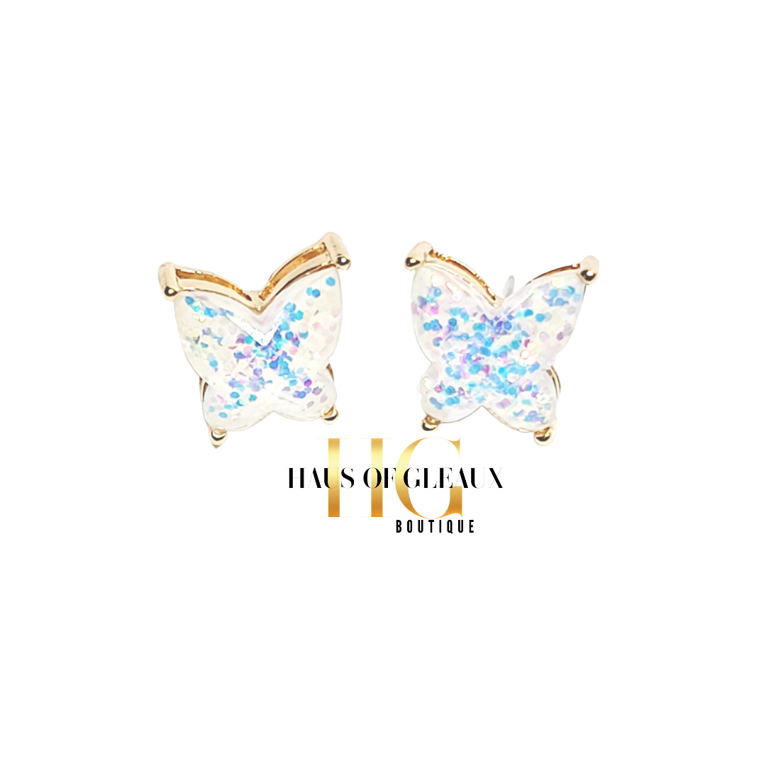 Glitter Butterfly Stud Earrings